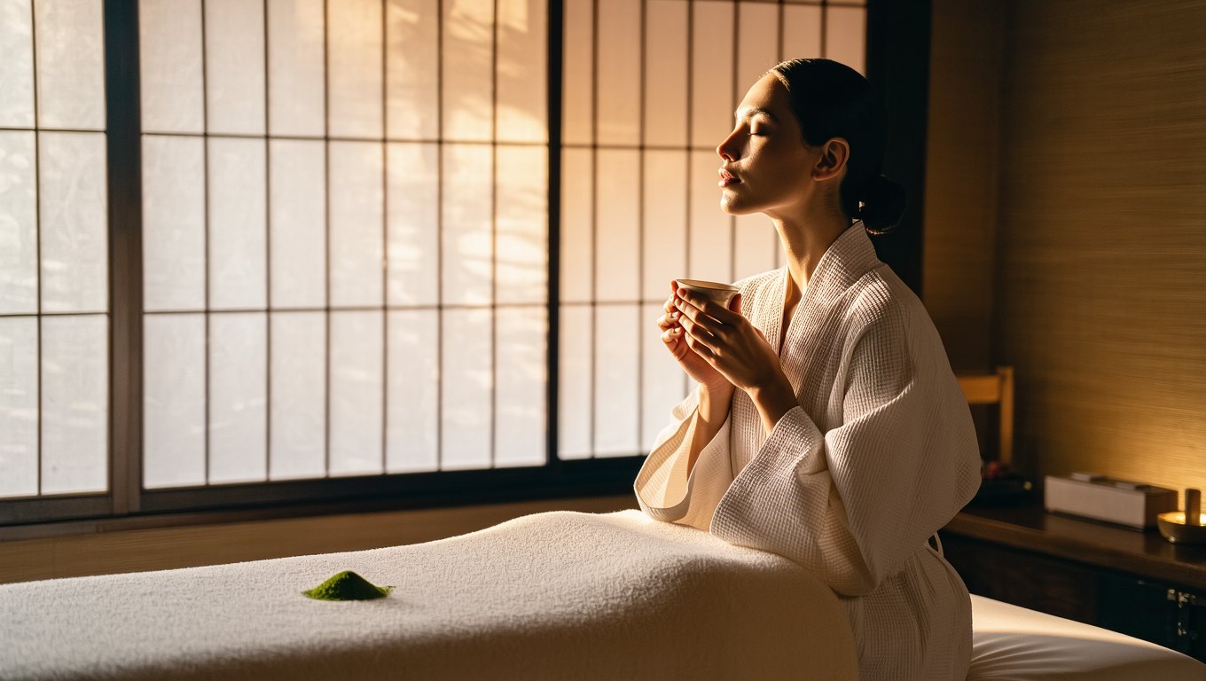 A woman enjoying a calm ritual moment at Wax On Wax Off, Sea Point